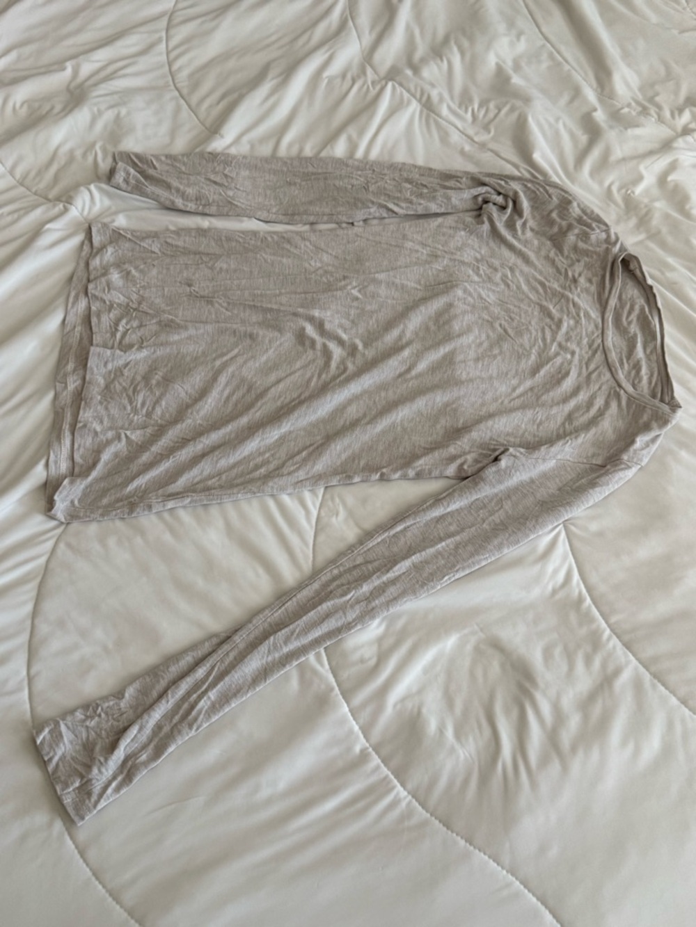 Saks Fifth Avenue Neutral Taupe Crewneck Long Sleeve Top
